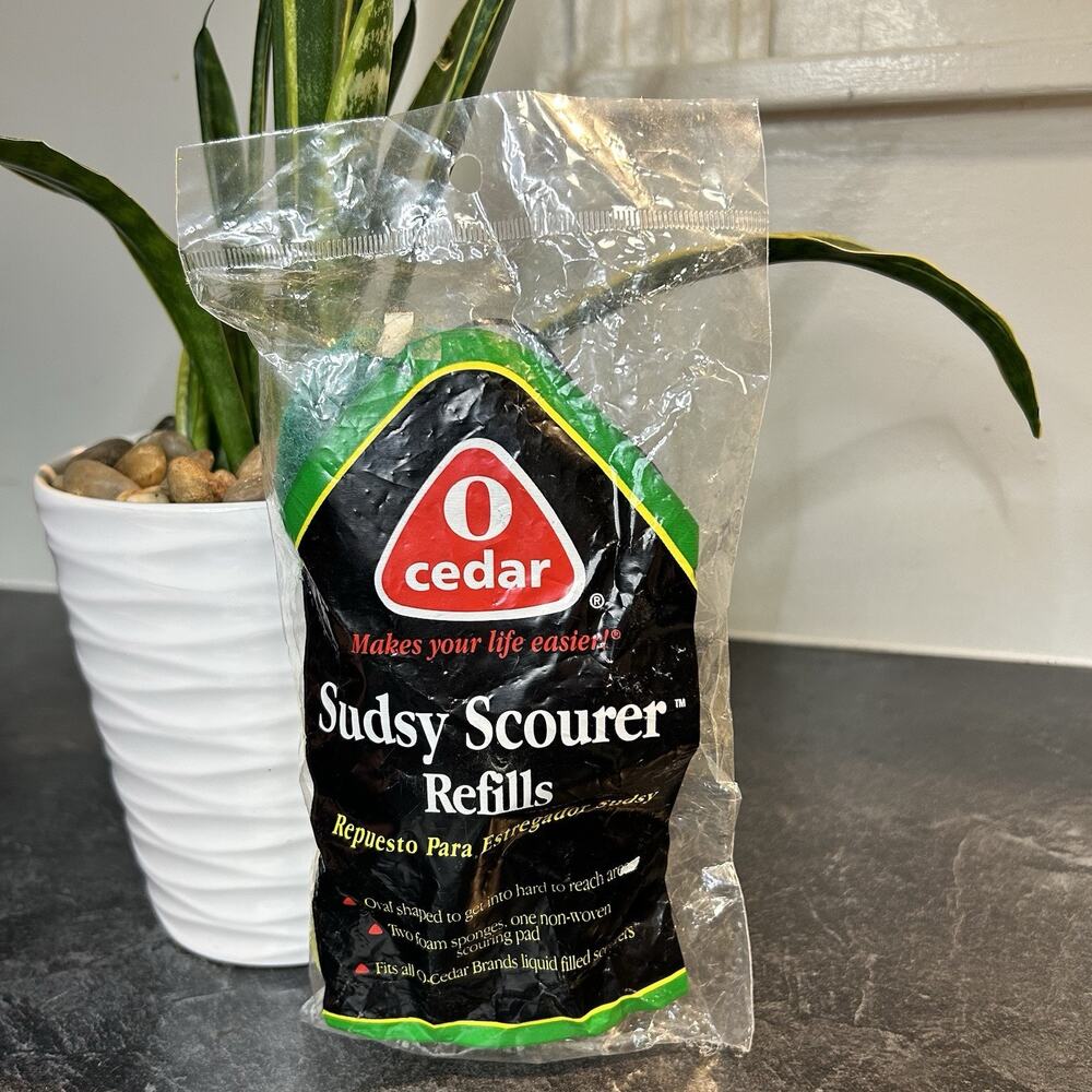 2001 O Cedar Sudsy Scourer Scrubber Sponge‎ Refill Pack Of 3 NOS